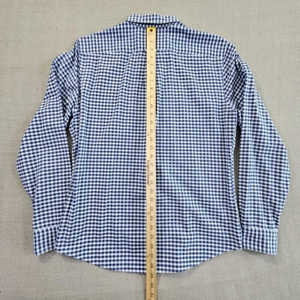 Banana Republic Grant Fit Shirt Men's‎ M Blue Check Stretch Oxford Button Up EUC